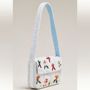 ANTHROPOLOGIE The Fiona Beaded Bag:  Winter Icon Edition - Snow Angels / NWT